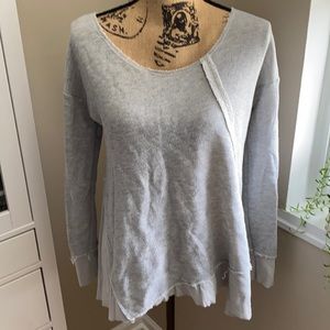 Gray, raw edge sweatshirt